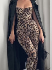 Bodycon Stretch Leopard Print Jumpsuit