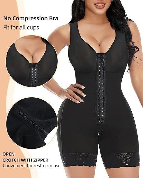 Moldeadoras Postpartum Tummy Control Butt Lifter Body Shaper with Zipper Crotch