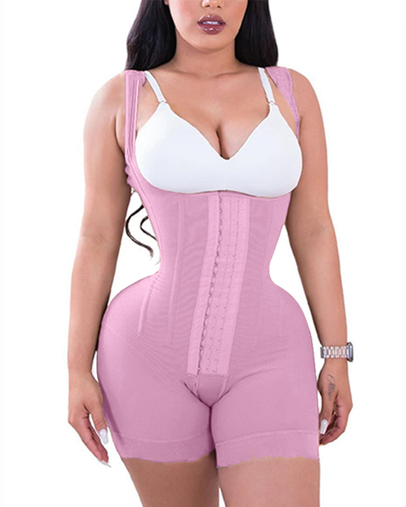 High Double Compression Garment Abdomen Control Hook And Eye Closure Tummy Control Adjustable Bodysuit