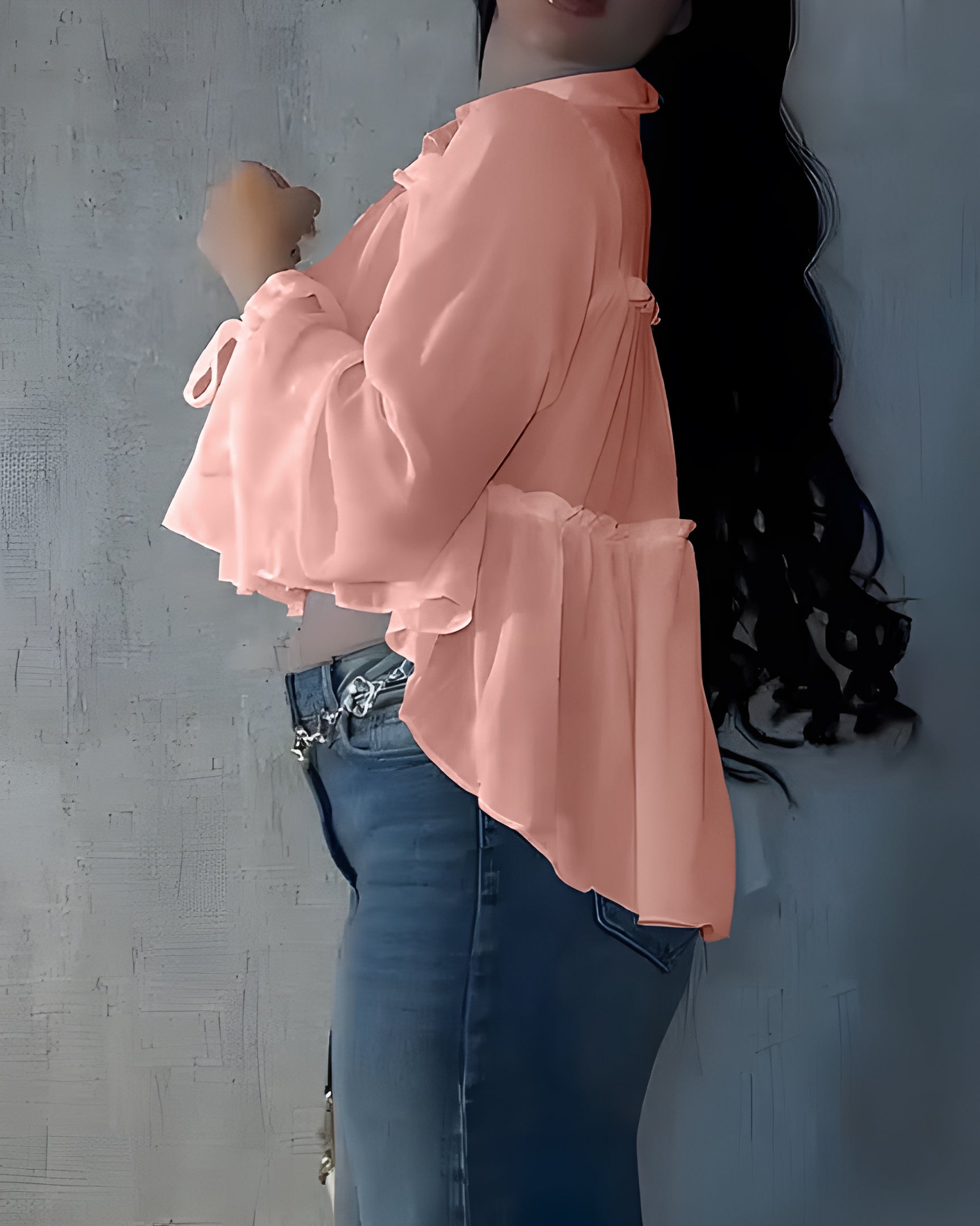 Chiffon Ruffle Long Sleeve Shirt