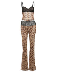 Fashion Color Collision Splicing Slim Small Tank Top Waist Pants Set