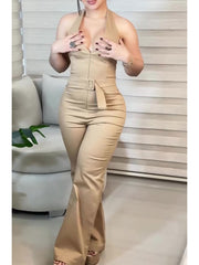 Sleeveless V-Neck Slimming Jumpsuit