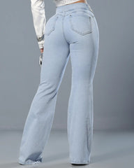 Rhinestone Details Slim-Fit Skinny Flared Jeans