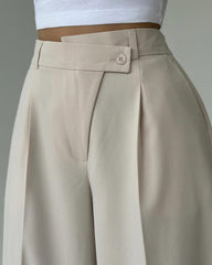 High-Waisted Wide-Leg Pleated Trousers for Women