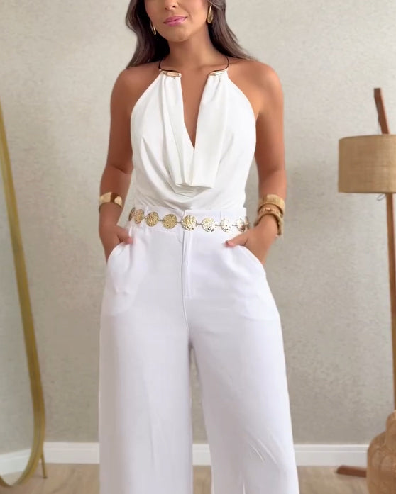 Cowl Neckline Backless Bodysuit