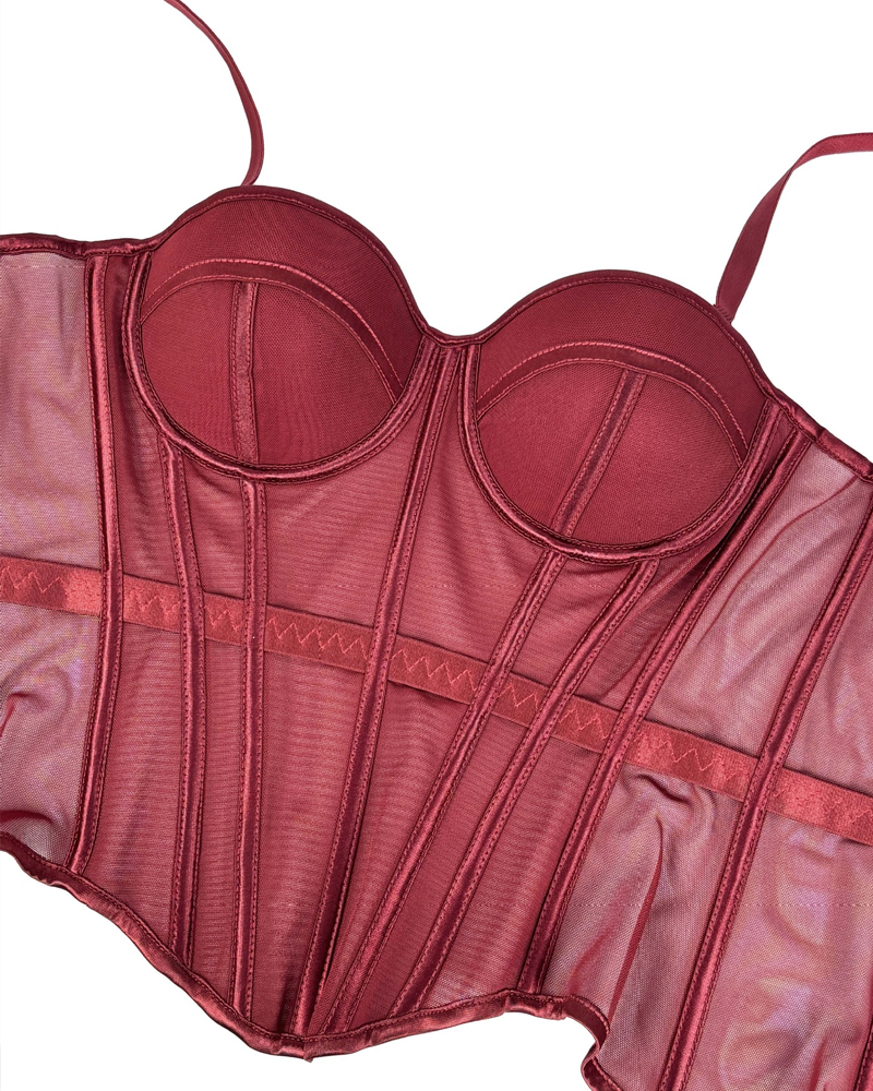 Mesh Suspender Corset Top