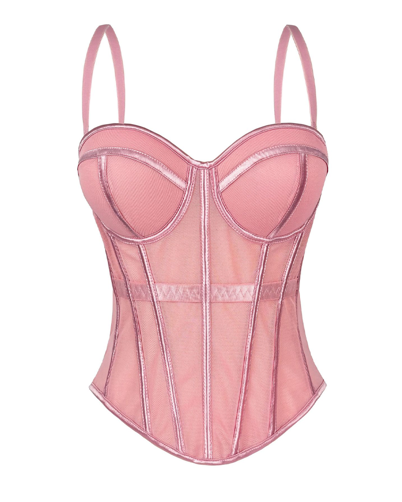Mesh Suspender Corset Top