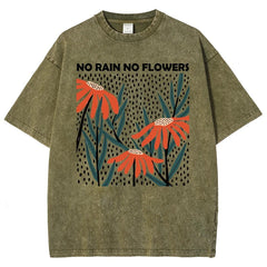 Flower Rain Print Unisex Vintage Wash T-Shirt