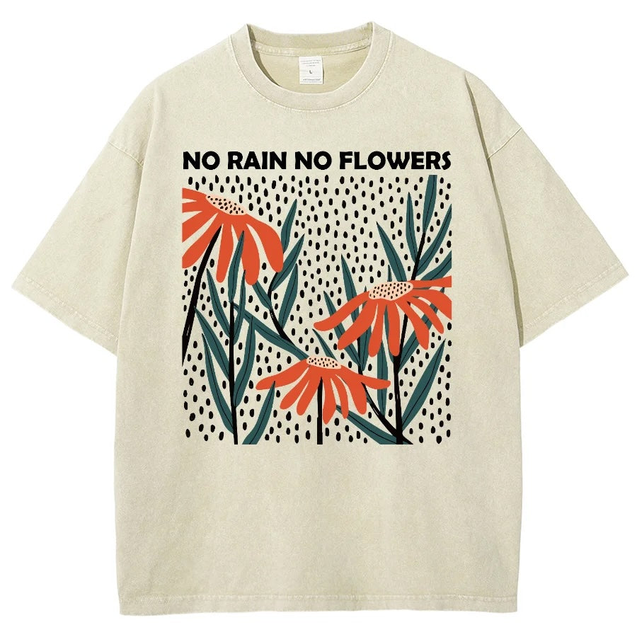 Flower Rain Print Unisex Vintage Wash T-Shirt