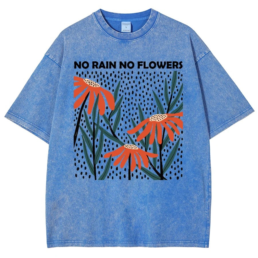 Flower Rain Print Unisex Vintage Wash T-Shirt