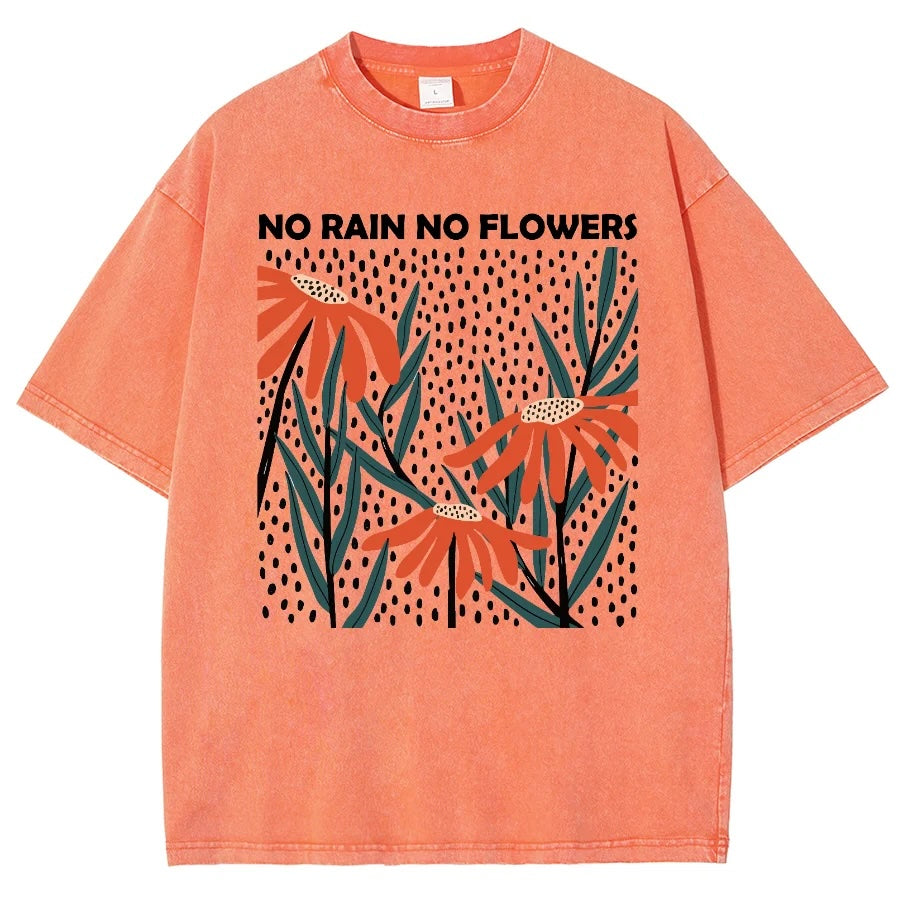 Flower Rain Print Unisex Vintage Wash T-Shirt