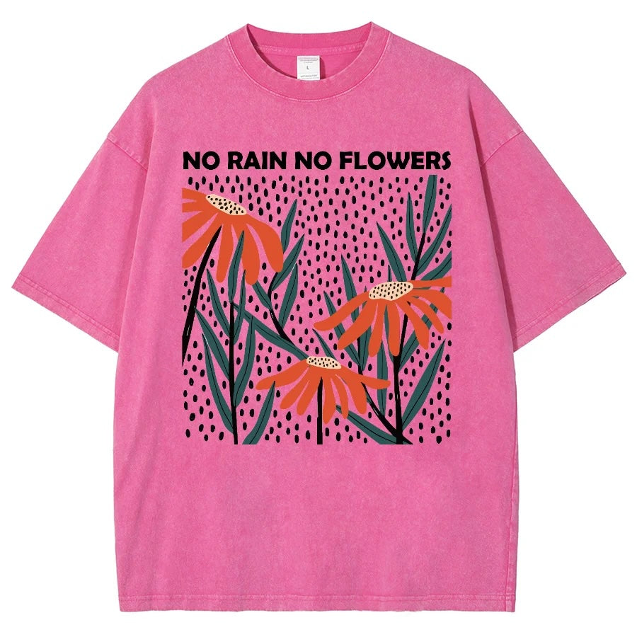 Flower Rain Print Unisex Vintage Wash T-Shirt