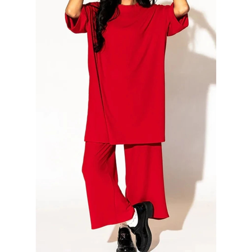 Izara Two-Piece Prints Casual Tee and Pants Set
