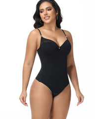 Back Lace-up Thong Seamless Skinny Bodysuit