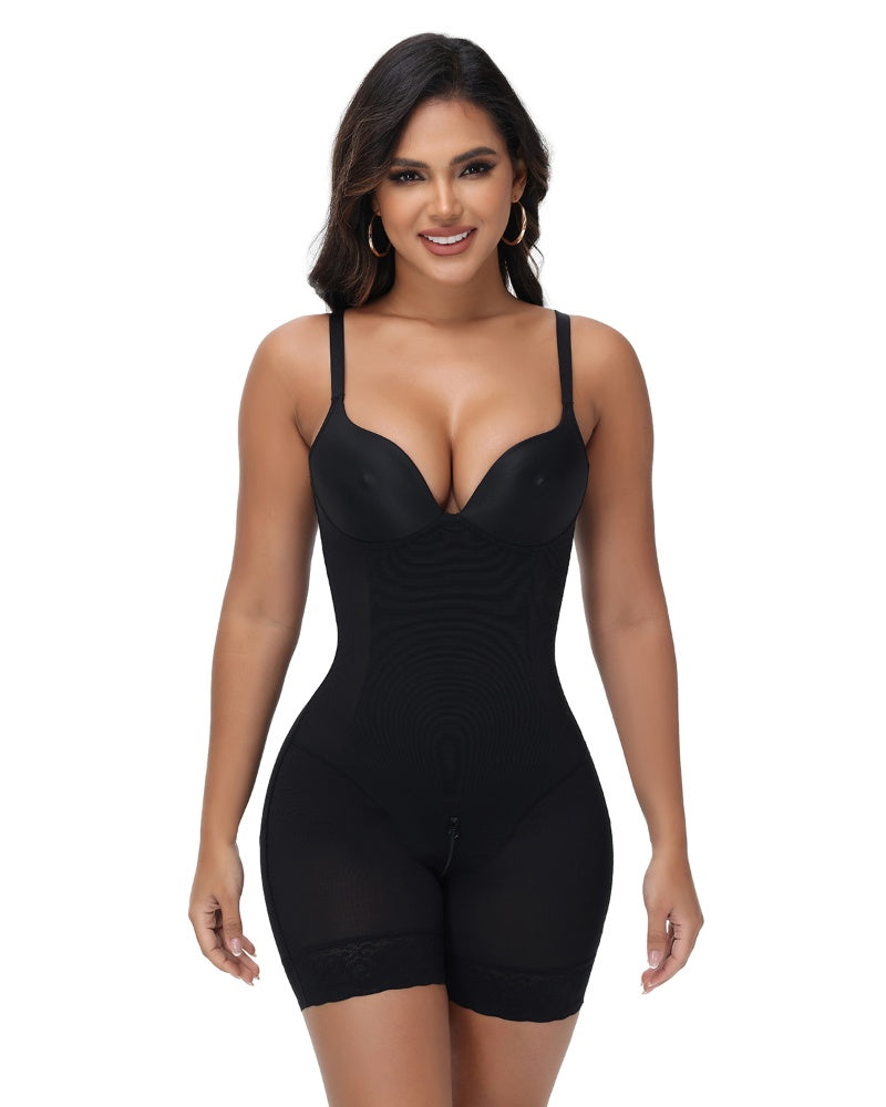 Tummy Control Bodysuit Low Back Built In Nipple Bra Shapewear