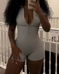 Deep V-Breasted Short-Sleeved Body Shaper
