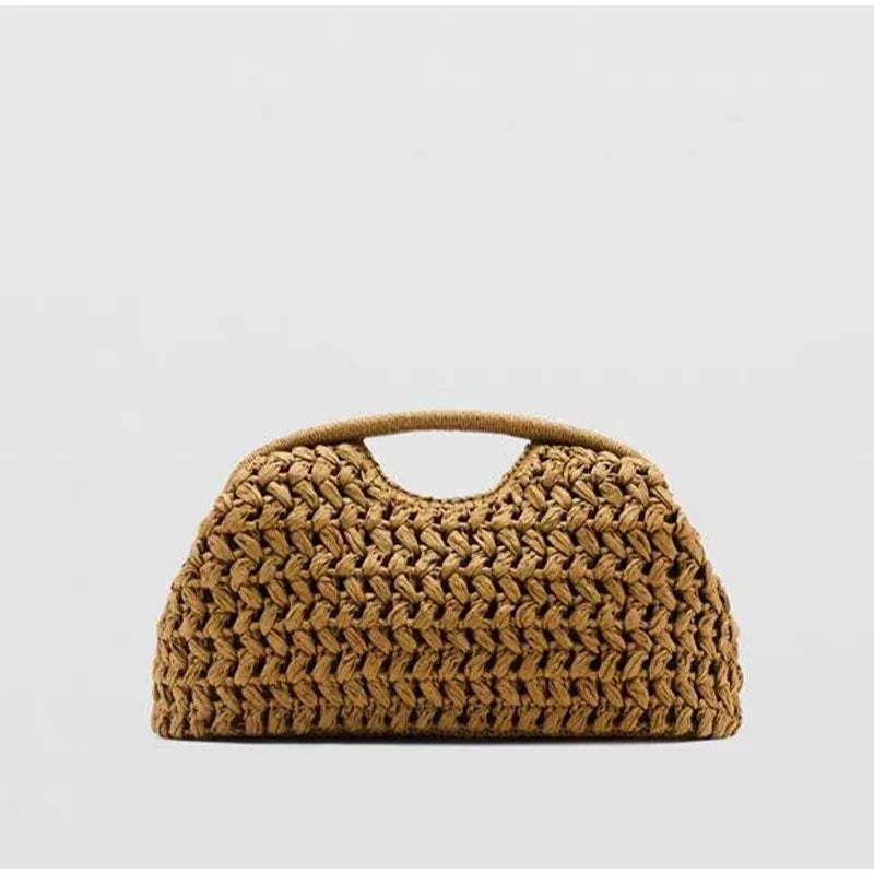 Sena Shell Straw Snap Clutch Bag