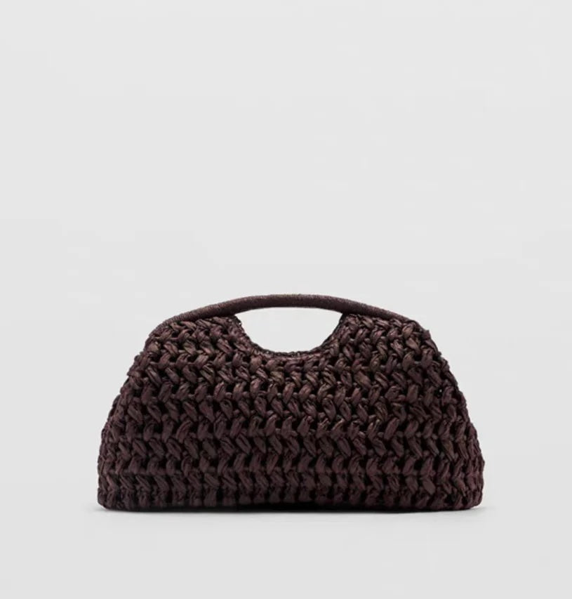 Sena Shell Straw Snap Clutch Bag