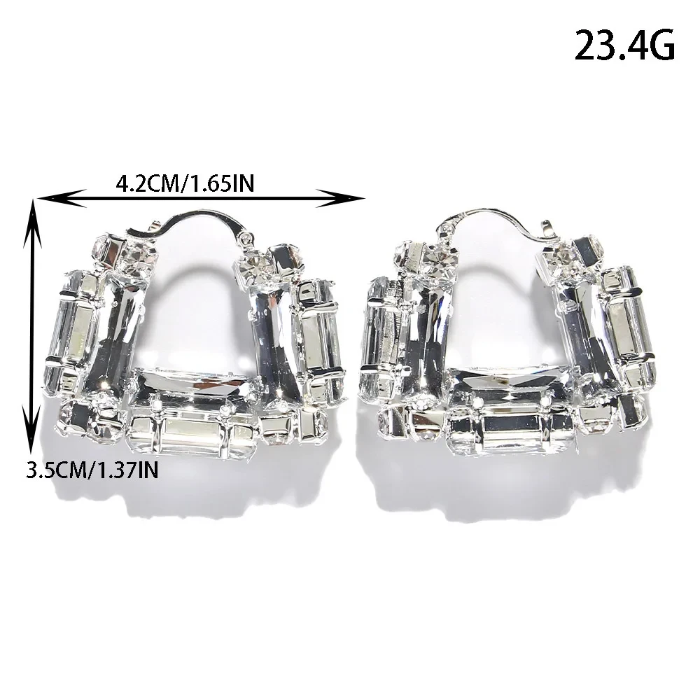 Chic Rhinestone Square Hoop Earrings