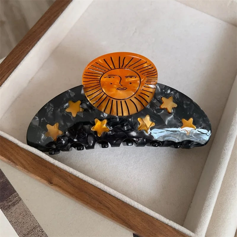 Fun Acetate Sun Moon Star Snail Hair Clip Claw