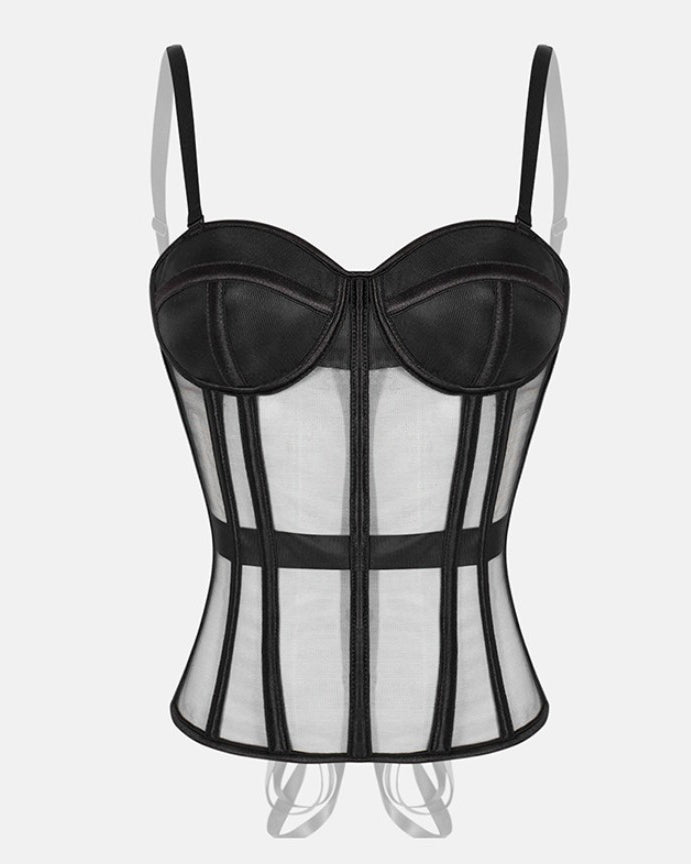 Steel Boned Tummy Control Tie Back Corset Top