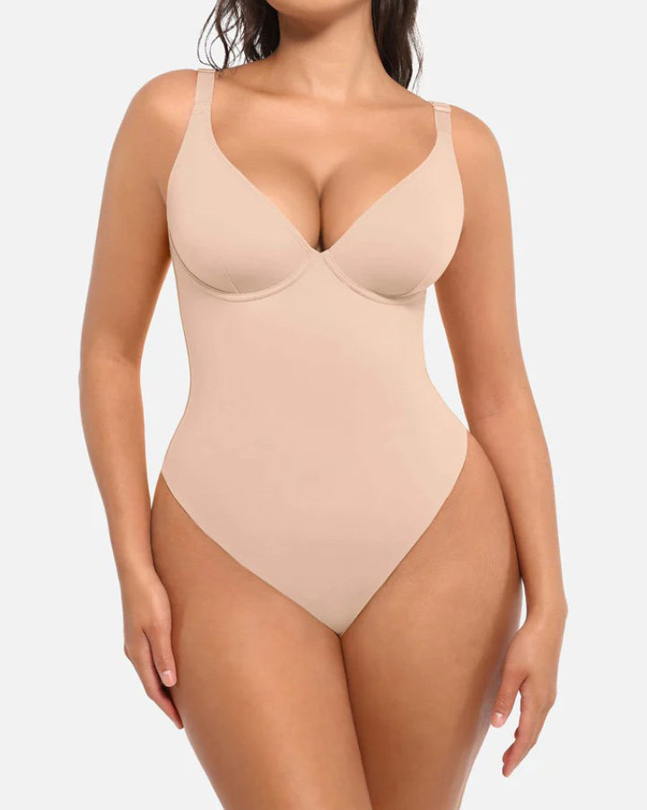 V-Neck Slimming Thong Shapewear Bodysuit