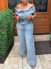Designer Patchwork Denim Jumpsuit