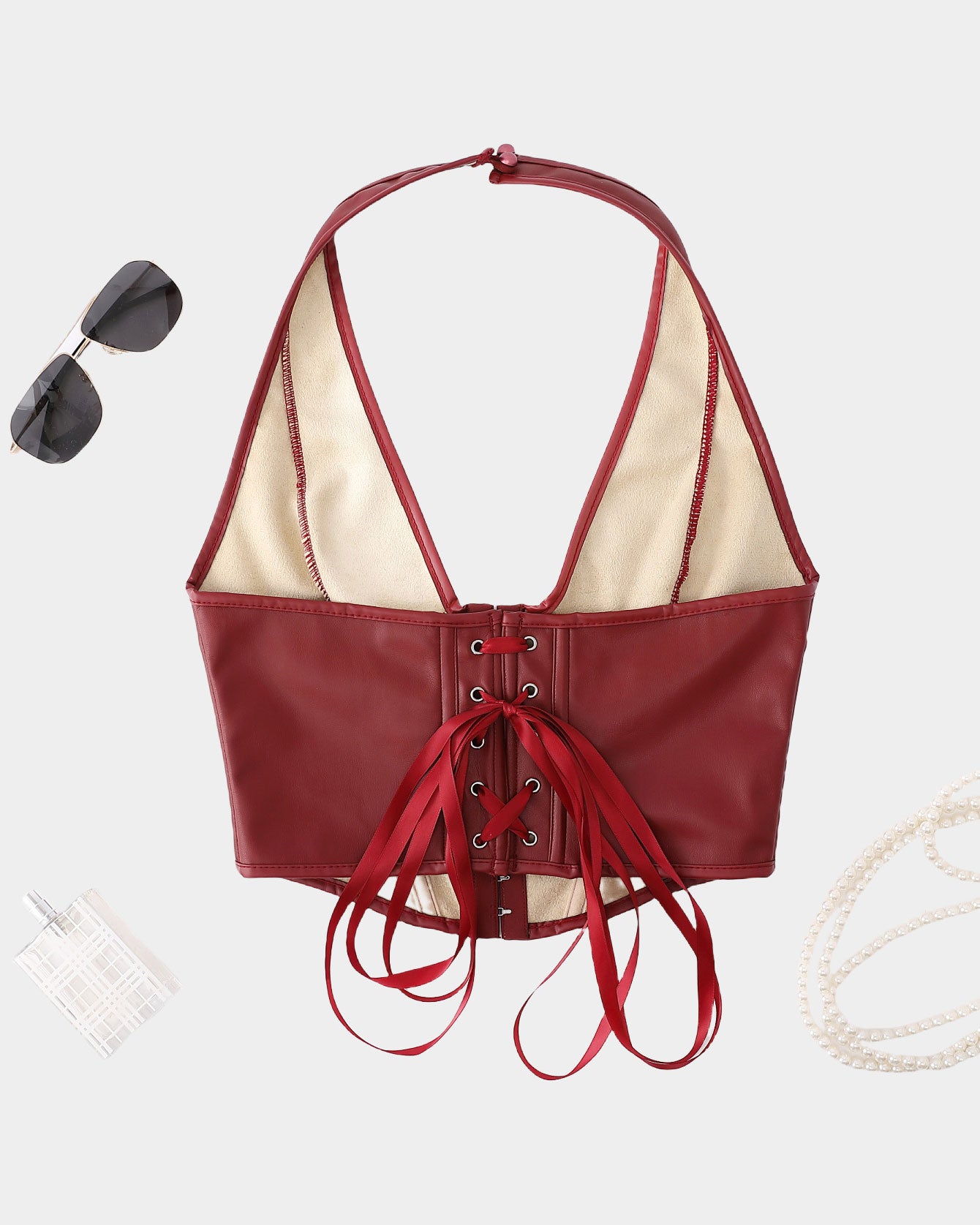 Solid Color Fishbone Corset Fashion Ribbed Tank Top