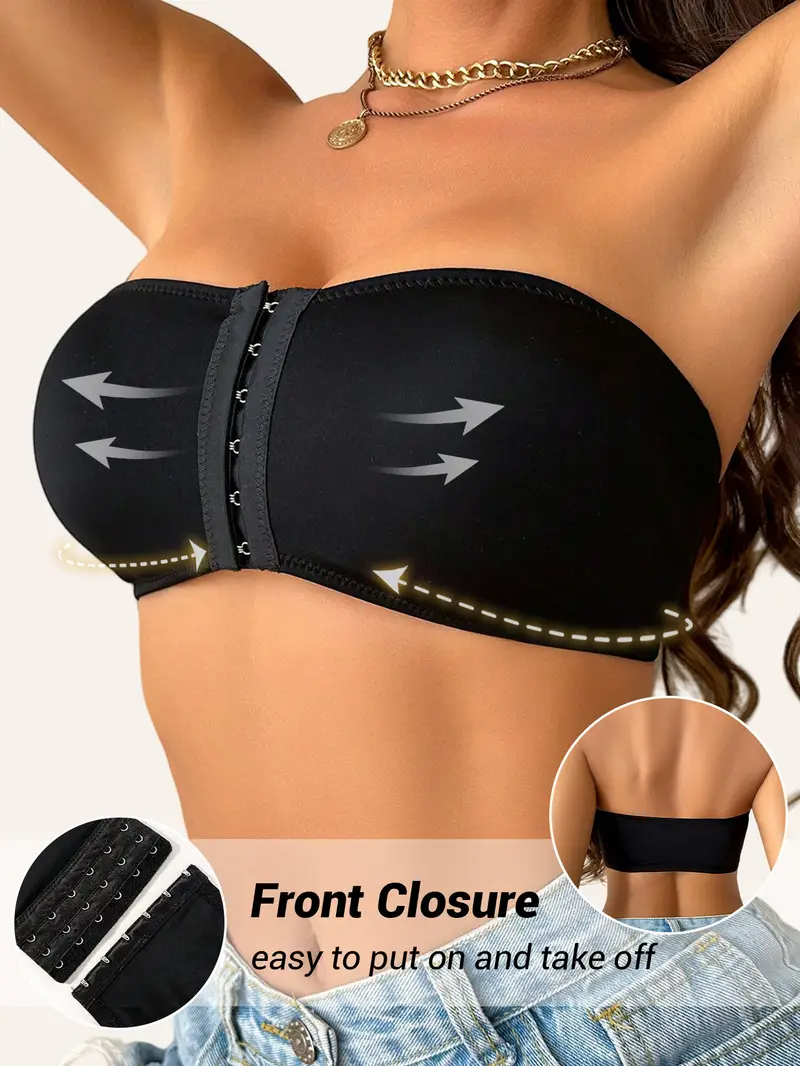Front Closure Tube Bralette Strapless No Padded Wireless Bandeau Bra