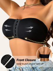 Front Closure Tube Bralette Strapless No Padded Wireless Bandeau Bra