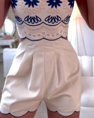 Embroidered Suspender Top and Short Rompers Outfit