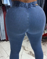 Double-Breasted Button-Down Skinny Jeans