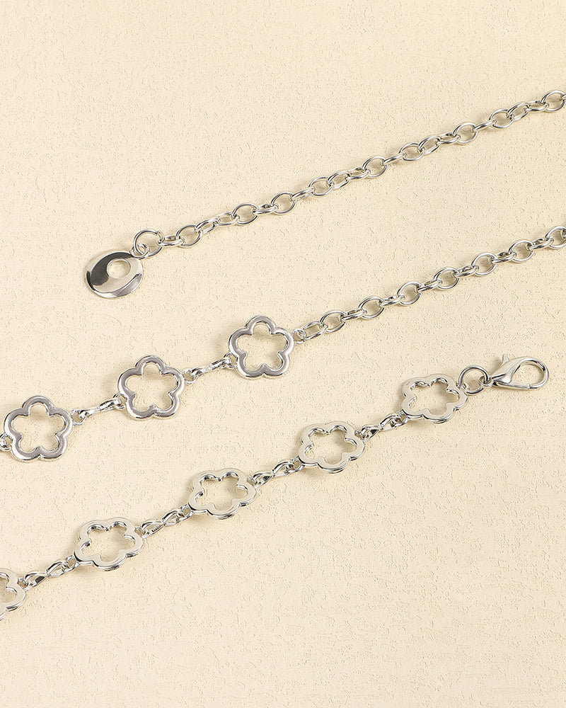 Versatile metal flower waist chain