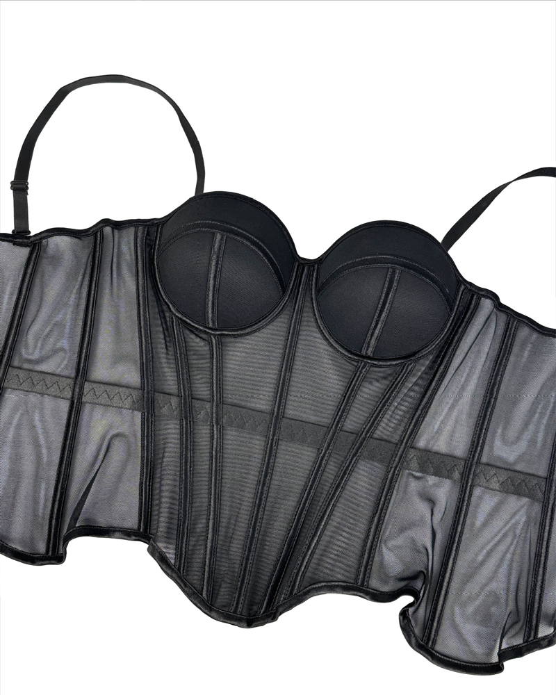 Mesh Suspender Corset Top