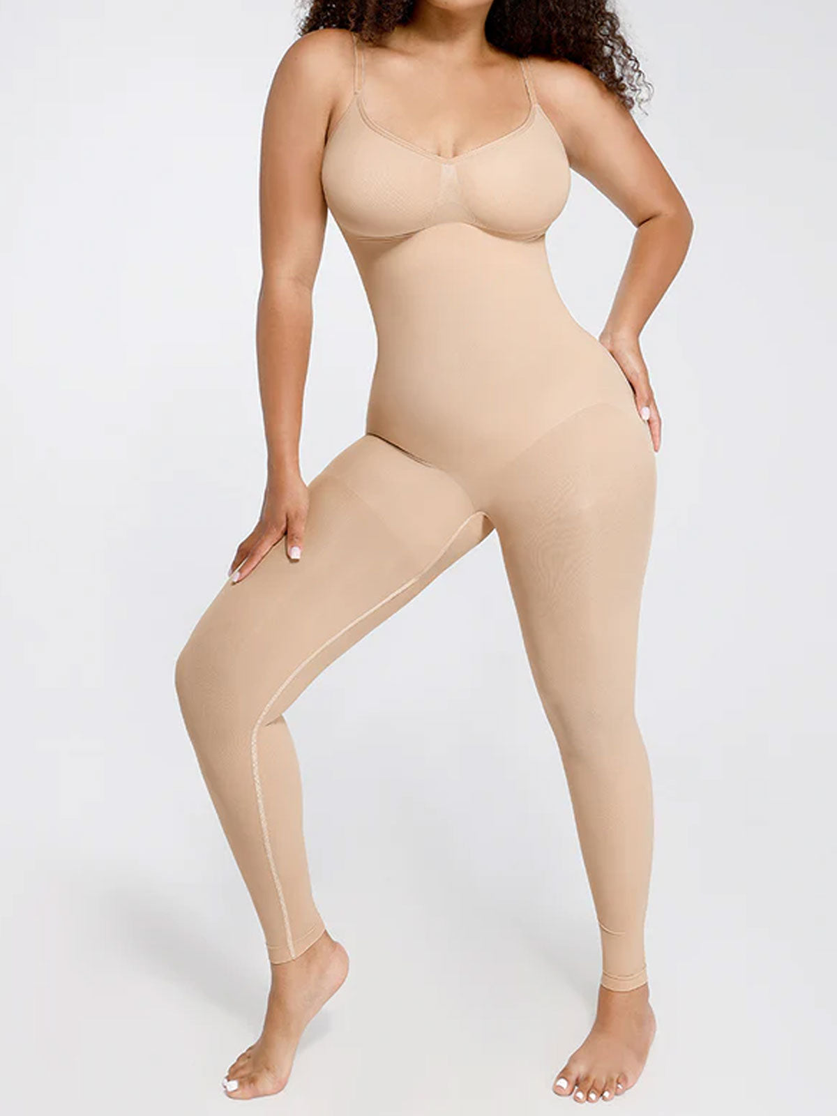 Seamless Breast Support Waist and Abdomen Shaping Mid Thigh Body Shaper