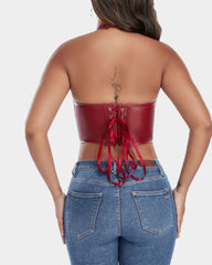 Solid Color Fishbone Corset Fashion Ribbed Tank Top