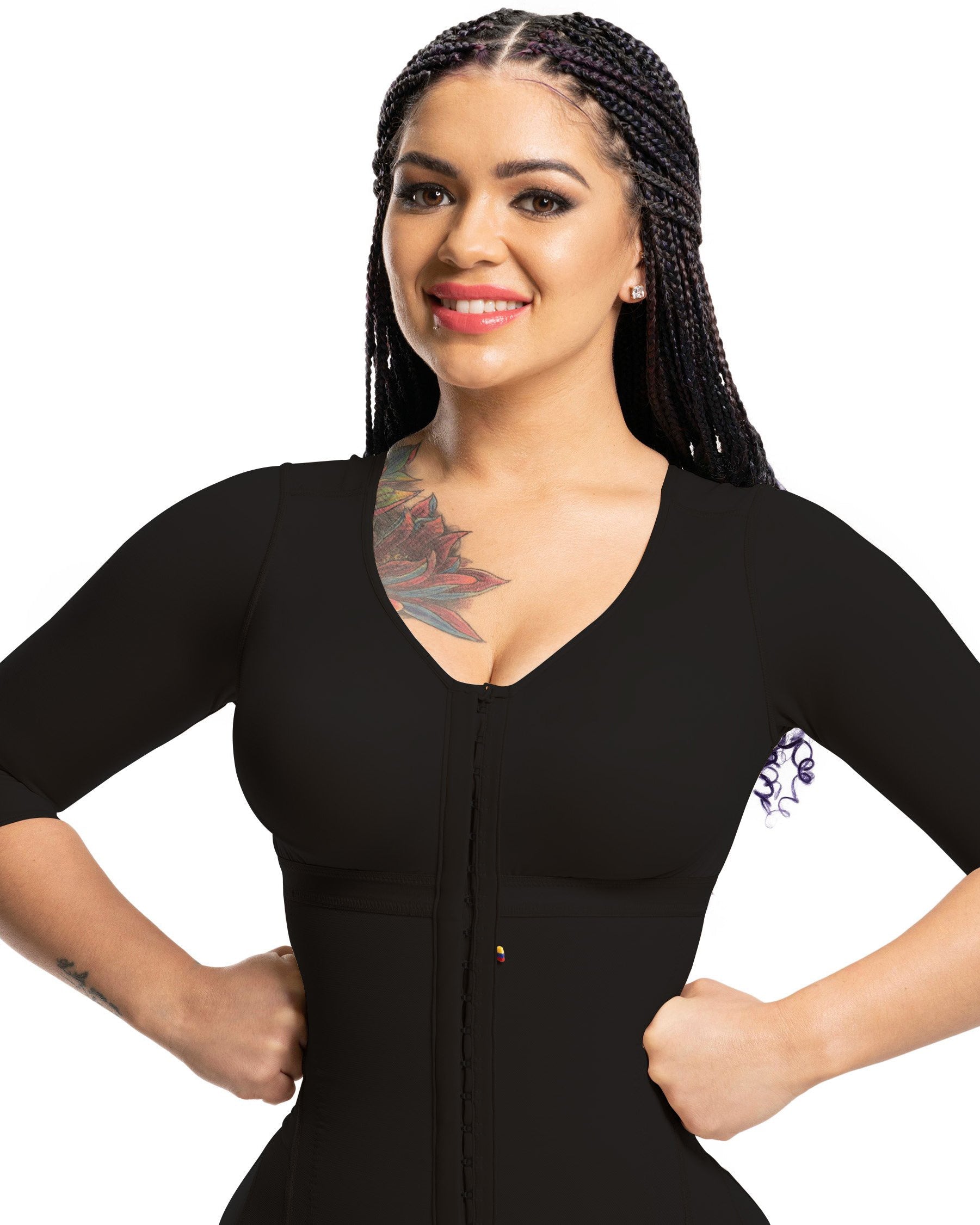 Post-Surgery Double Compression Garments Faja With Sleeves & Bra Tummy Control Shapewear Slimming Fajas Lace Body Shaper