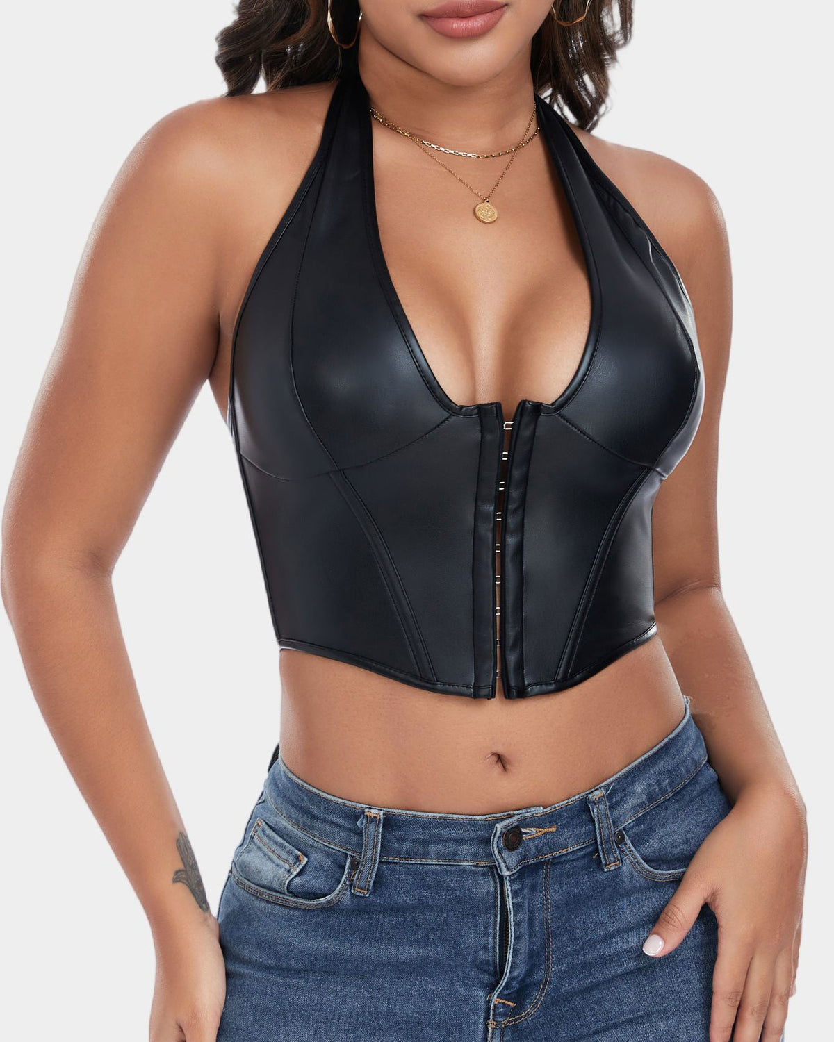 Solid Color Fishbone Corset Fashion Ribbed Tank Top